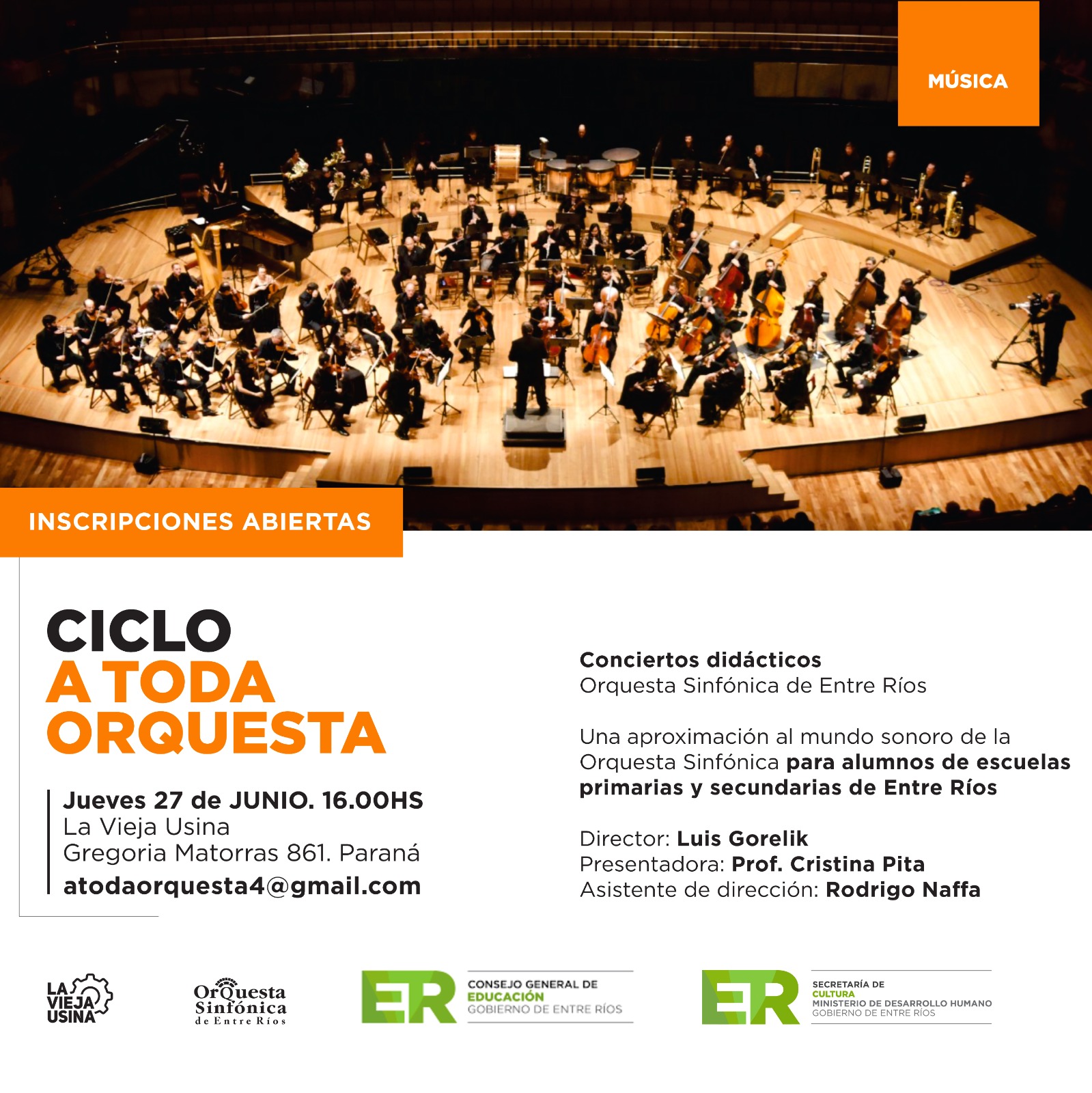Se invita a estudiantes al ciclo de conciertos A toda orquesta