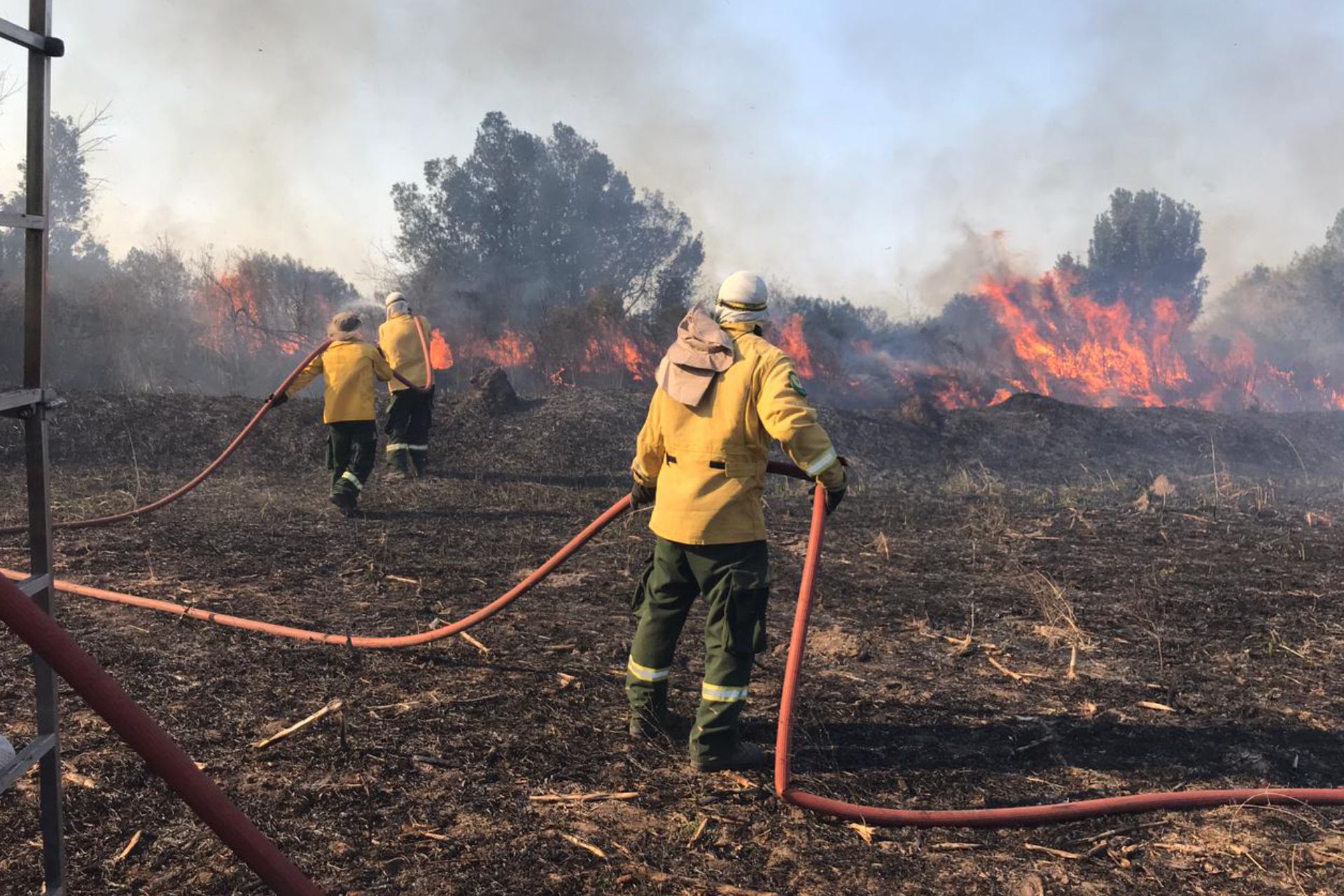 La Policía de Entre Ríos intervino en un incendio sobre Ruta N°12