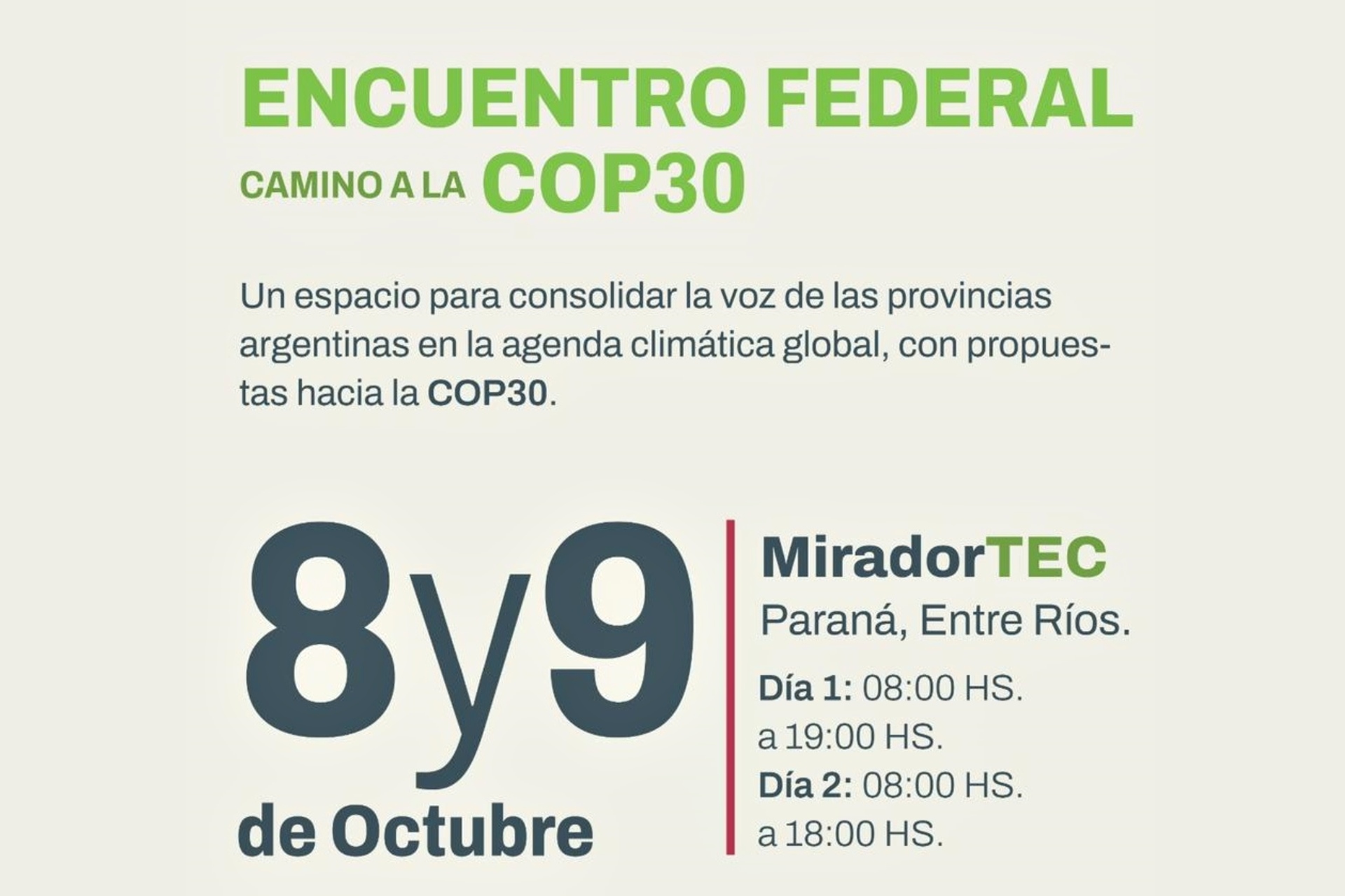 El miércoles comenzará el encuentro federal sobre cambio climático